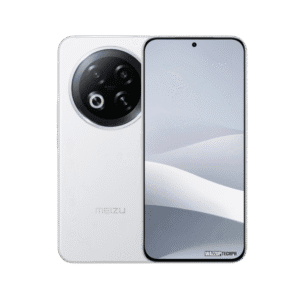 A white Meizu Note 22 Pro 5G smartphone is shown, displaying its circular camera module and sleek design.