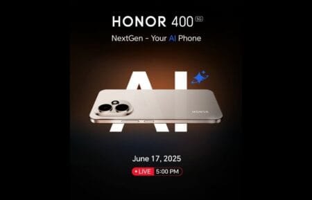 Honor 400 Arrives in the Philippines featuring a 200MP Camera with Next-Gen AI A gold Honor 400 5G smartphone is shown, highlighting its camera system and sleek design. The text "June 17, 2025" and "LIVE 5:00 PM" indicates an upcoming launch event.