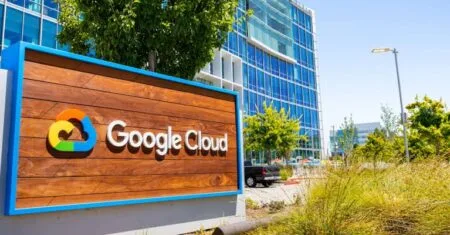 A Google Cloud sign outside a Google facility, illustrating the scale of the company affected by the recent Google Cloud outage.