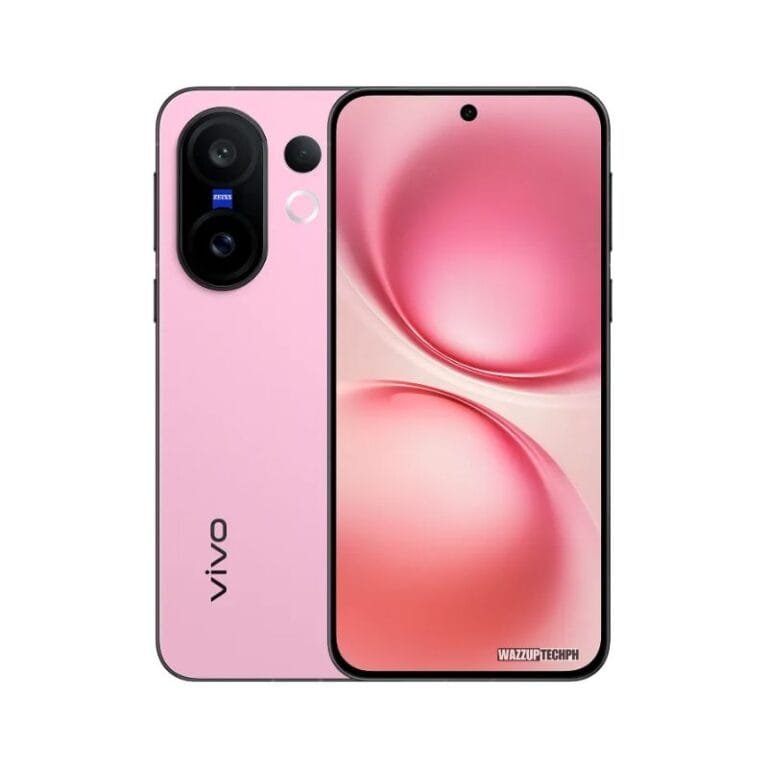 Vivo X200 FE 5G A pink Vivo X200 FE 5G smartphone is shown, displaying its back and front. The back shows the Vivo logo and camera system. The front shows a pink abstract wallpaper.