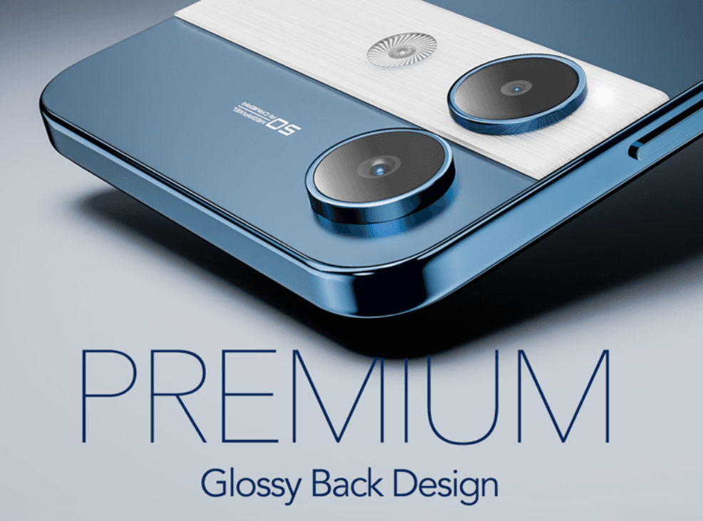 Lava Storm Play Launched in India | World's First Dimensity 7060 Phone 3 Close-up of the Lava Storm Play's rear, highlighting the glossy blue finish, the dual camera module with a 50MP main lens, and a subtle two-toned design element.