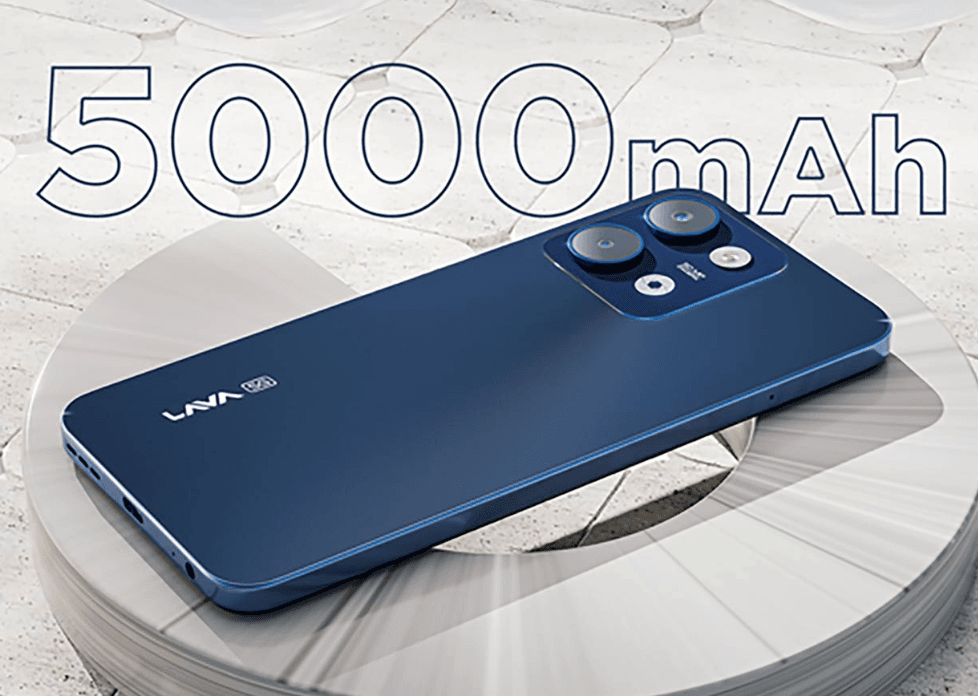 Lava Storm Lite 5G Launched in India | World’s First with Dimensity 6400 Chip 5 The Lava Storm Lite 5G smartphone showcasing its large 5000mAh battery capacity.