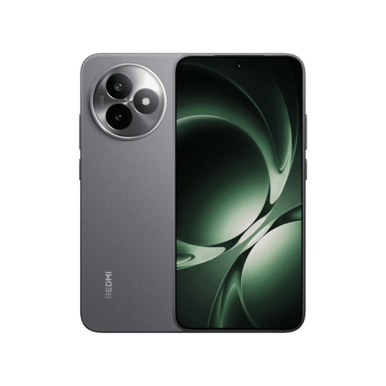 Redmi K80 Ultra 5G A sleek gray Redmi K80 Ultra 5G smartphone is shown, showcasing its triple rear camera system and vibrant green screen.
