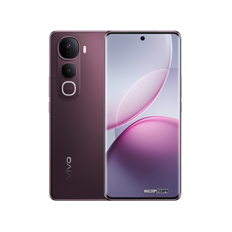 Vivo Y400 Pro A purple Vivo Y70 Pro smartphone is displayed, showcasing both the front and back. The back features a triple-camera setup, while the front displays a curved screen.
