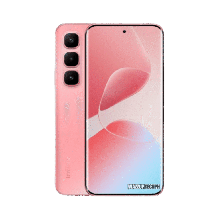 A pink Infinix Hot 60 Pro+ smartphone is shown, showcasing its triple rear camera and curved screen design.