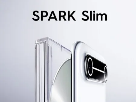 Tecno Spark Slim Launching on October 8, 2025, in the Philippines Image of the Tecno Spark Slim emphasizing its ultra-slim form factor and the design of its dual-camera arrangement.