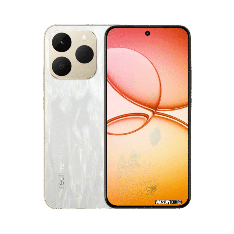 Realme 15T Close-up of the Realme 15T 5G, showcasing its pearlescent back cover, square camera module with three lenses, and a vibrant display.