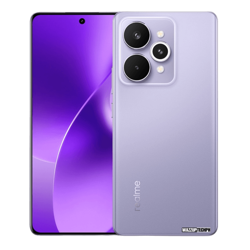 Realme 15 Pro Realme 15 Pro smartphone in purple, featuring a sleek display and triple-camera setup.