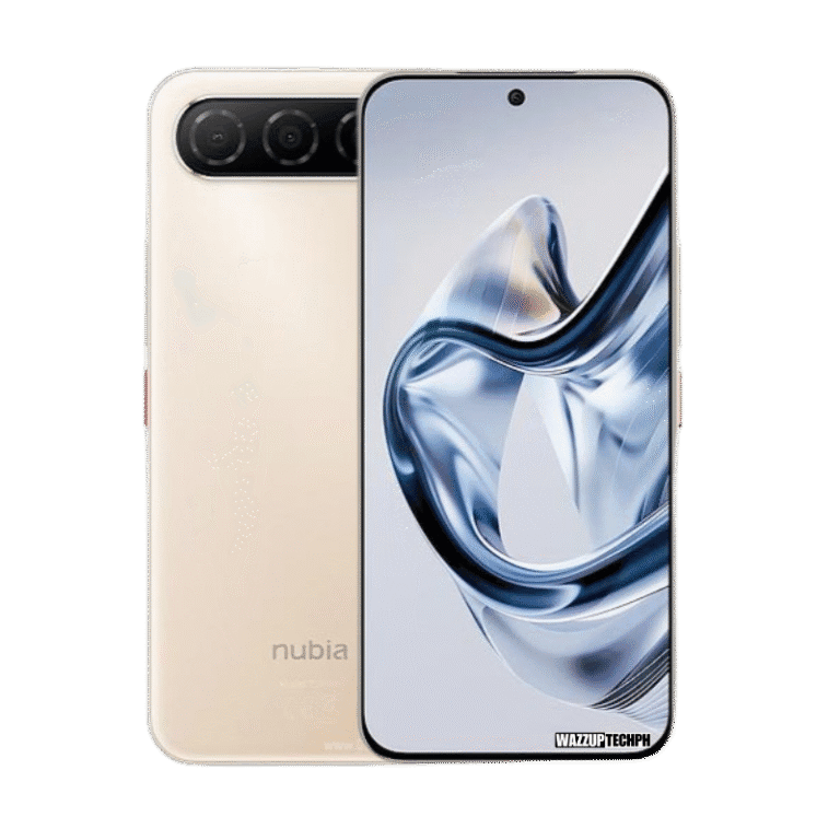 Image of the Nubia Air phone featuring a sleek display with a punch-hole camera and a unique horizontal triple-camera setup on the rear.