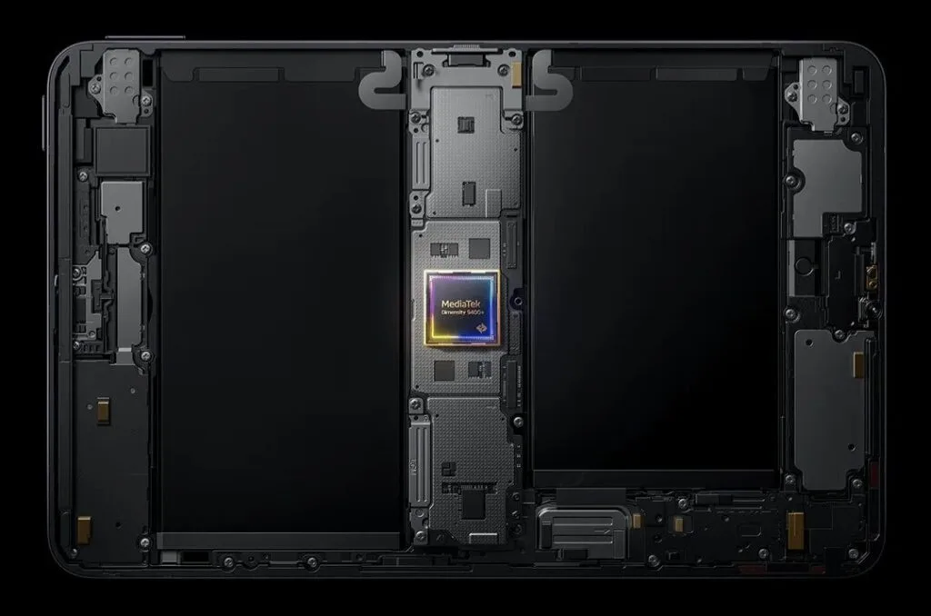 Xiaomi Pad Mini Price in the Philippines Starts at ₱25,999 3 Image showing the internal components of the Xiaomi Pad Mini, highlighting the MediaTek Dimensity 9400+ processor.