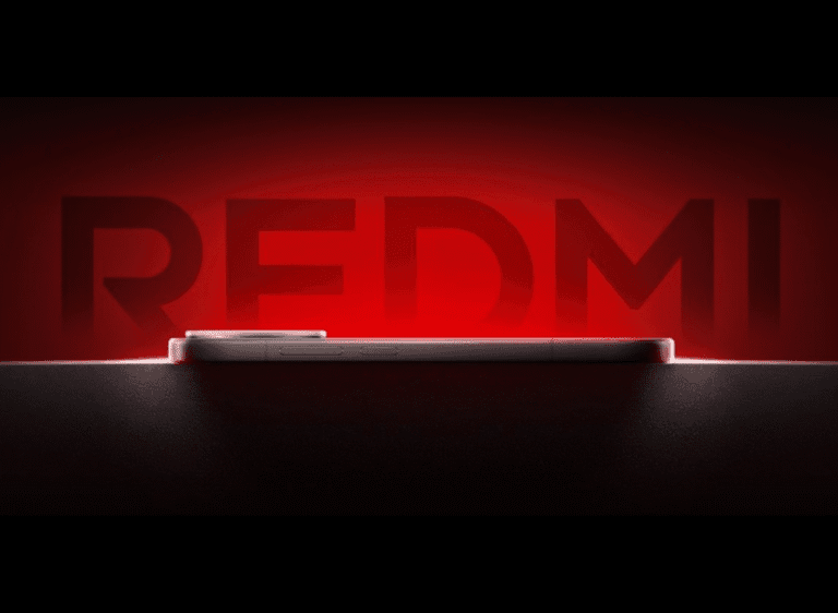 Promotional image of the Redmi K90 Pro, highlighting its design with a red backdrop and the brand name.