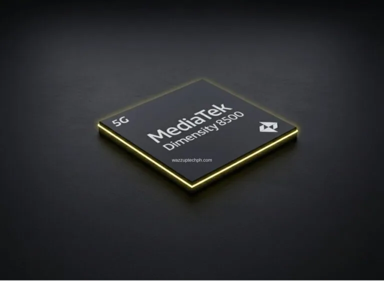 MediaTek Dimensity 8500 Leaked AnTuTu Score Exceeds 2 Million Points A sleek, stylized rendering of the MediaTek Dimensity 8500 chip with glowing edges, set against a dark background.