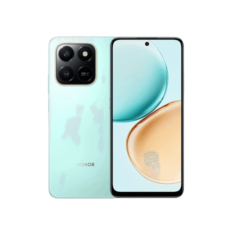 Honor X7d Image of the Honor X7b, showing the rear quad-camera setup and a large display with a punch-hole front camera.