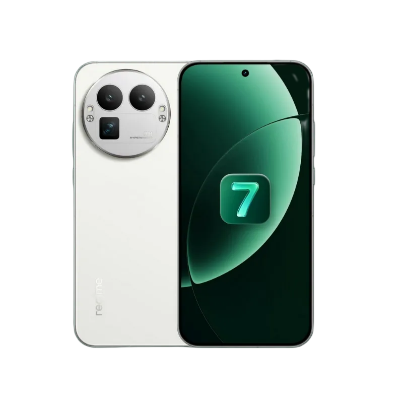 Realme GT8 Pro Image of the Realme GT 8 Pro, showcasing its camera module and screen design.