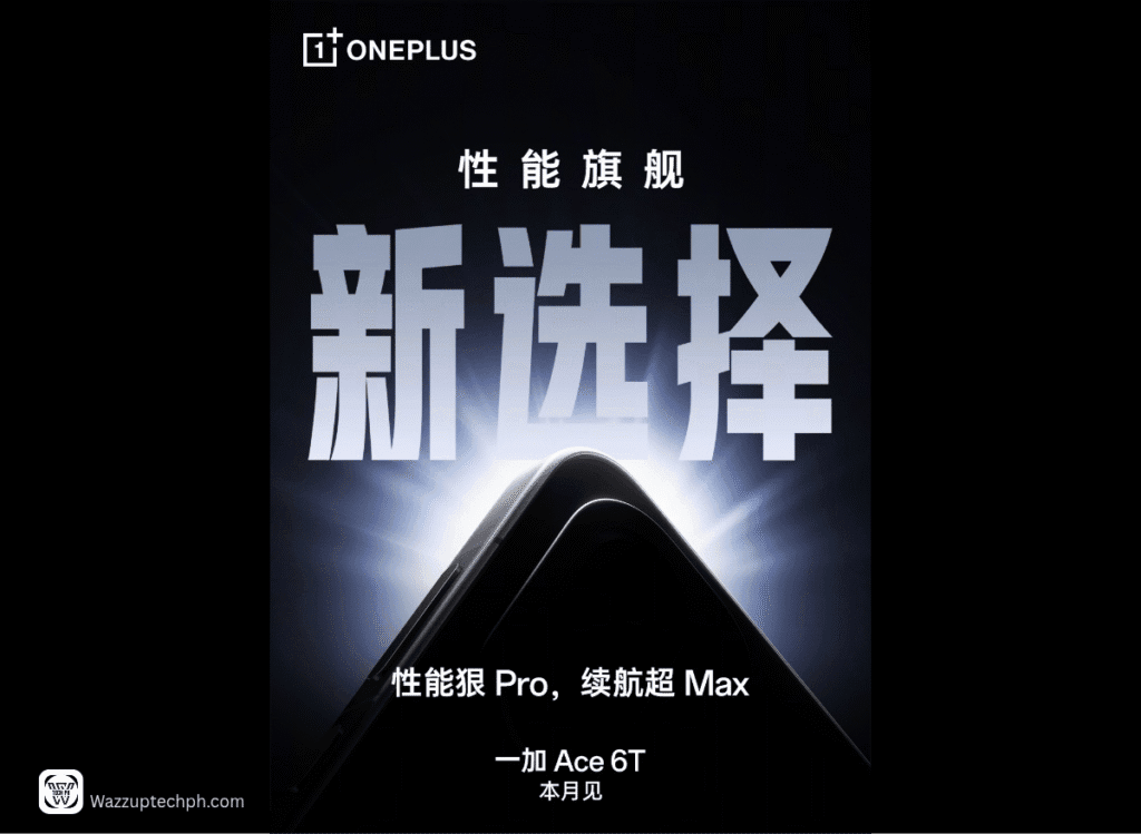 OnePlus Ace 6T Spotted on Geekbench with Snapdragon 8 Gen 5 – Pre-Orders Open Now! OnePlus Ace 6T promotional image with the tagline 'Performance Flagship, New Choice'.