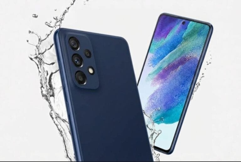 Alleged Samsung Galaxy A77 (SM-A776B) Spotted on Geekbench with New Exynos SOC Image of the Samsung Galaxy A77 in blue, showcasing its rear camera setup and sleek design.