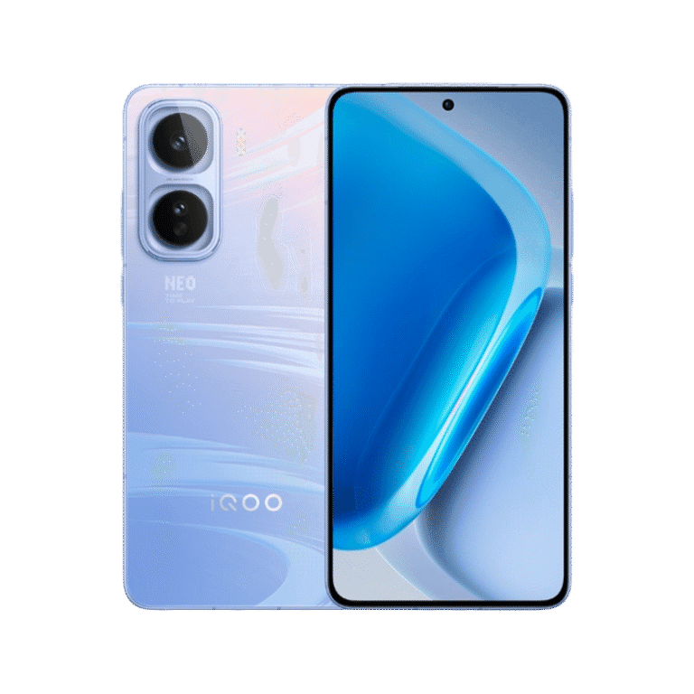 Front and back view of the iQOO Neo 11 with dual rear cameras and a hole-punch display.
