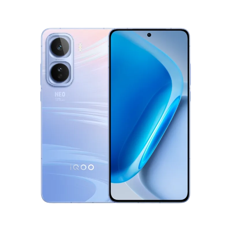 iQOO Neo 11 Front and back view of the iQOO Neo 11 with dual rear cameras and a hole-punch display.