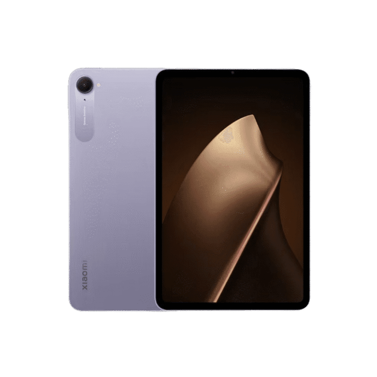 Front and back view of the Xiaomi Pad Mini, showcasing its slim design and single rear camera.