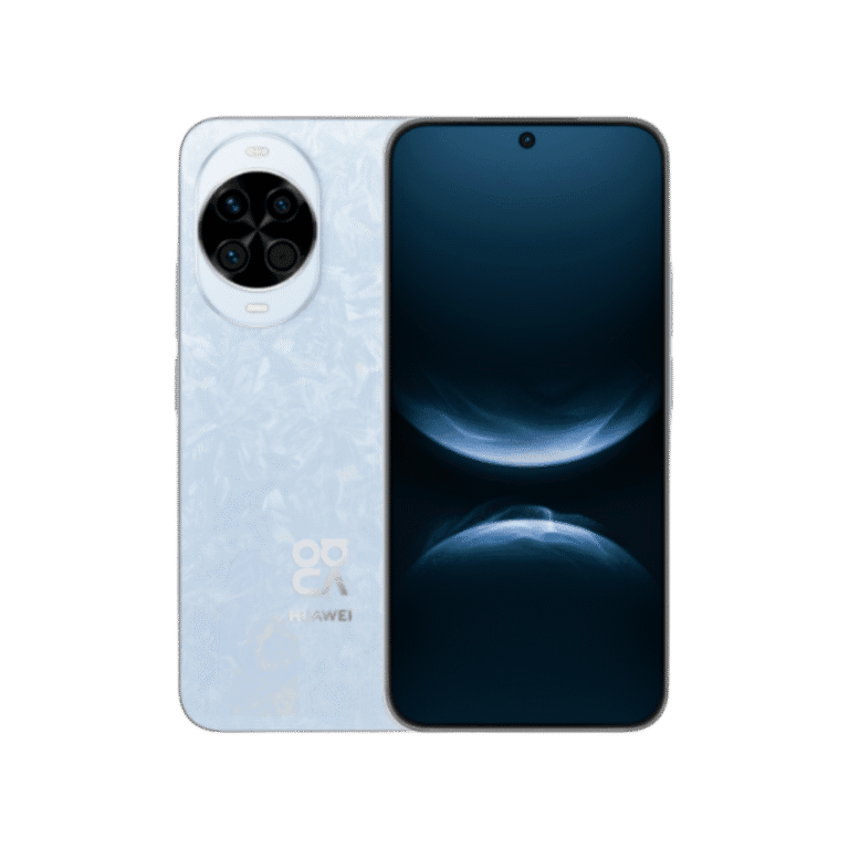 Image of a light blue Huawei Nova 14 with a circular camera module and a hole-punch front camera.