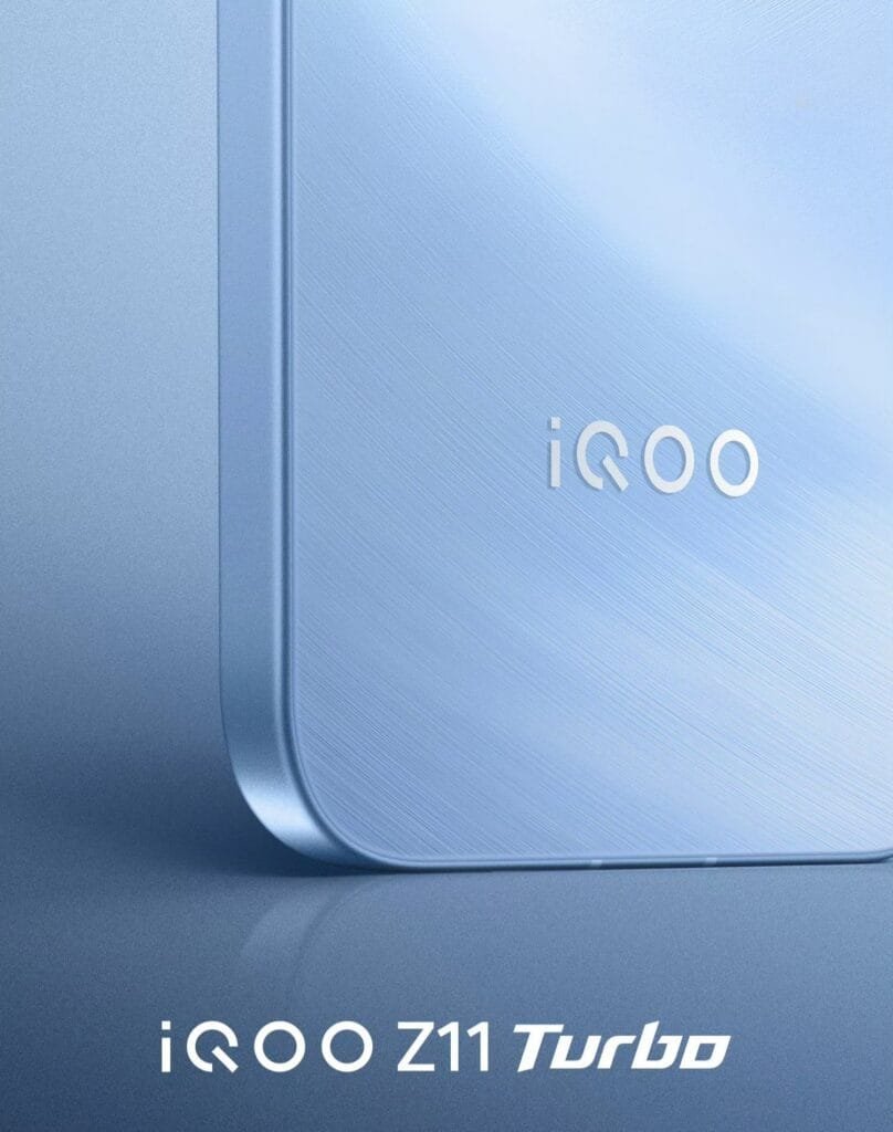 iQOO Z11 Turbo Specs Leaked and Image Teased 1 Partial view of the iQOO Z11 Turbo, highlighting its rounded corner design, metal frame, and the 'iQOO Z11 Turbo' branding.