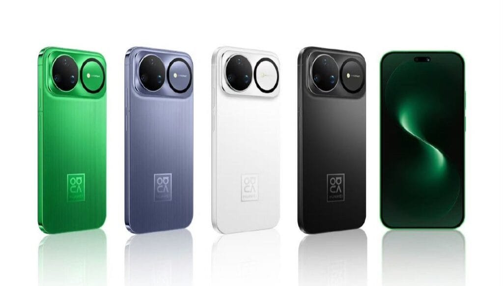 Huawei Nova 15 Ultra Launched with Kirin 9010s and 6500mAh Battery 1 Five Huawei Nova 15 Ultra phones in green, purple, white, black, and a green screen display.