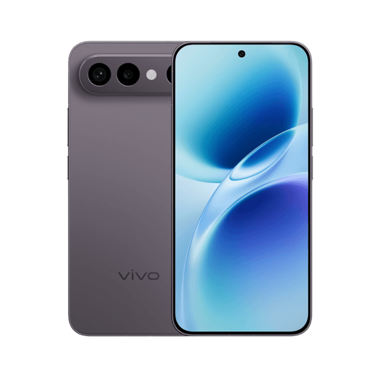 Vivo X300 FE Front and back view of the Vivo X300 FE. The back features a triple camera array and the Vivo logo. The front displays a curved screen with a punch-hole camera.