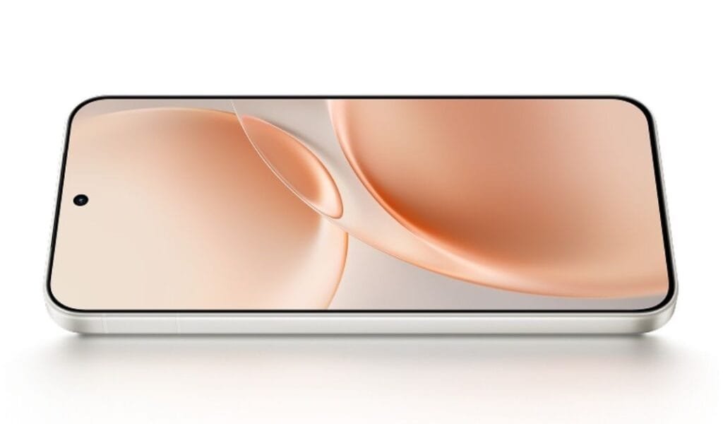 Vivo S50 Launched in China with a Starting Price of CNY 2,999 1 Close-up of the Vivo S50 Pro Mini's screen, showing a light gold abstract wallpaper and a centered punch-hole camera.