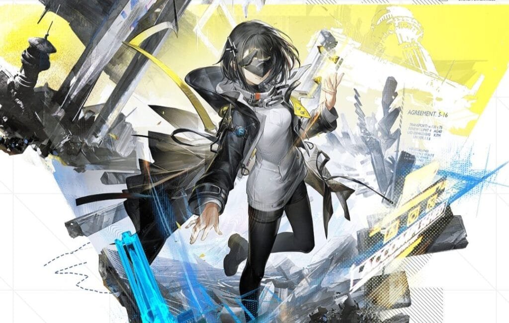 Arknights Endfield Launch Rewards All Redeem Codes Free 6 Star Characters and How to Claim 1 Arknights Endfield key art featuring the female Administrator character. She has short dark hair and wears a black coat with yellow accents over a light gray outfit. The background includes abstract mechanical structures, blue energy effects, and bright yellow and white design elements.
