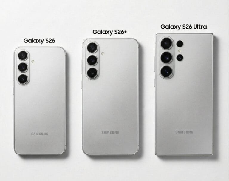 Samsung Galaxy S26 South Korean Variant (SM-S942N) Appears on Geekbench Rear view of silver Samsung Galaxy S26, Galaxy S26+, and Galaxy S26 Ultra smartphones displayed side by side, showing their camera setups and design differences