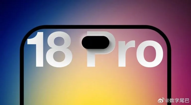 Apple iPhone Fold and iPhone 18 Pro Reportedly Launching in 2026 as Standard Models Slip to 2027 A promotional-style render of the iPhone 18 Pro showing the front display with slim bezels and a pill-shaped cutout at the top center. The screen features a gradient background with large “18 Pro” text, highlighting the premium design and next-generation branding.