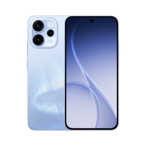Reno 15F Wazzuptechph 1 Oppo Reno 15F smartphone shown from front and back, featuring a slim light-blue design, flat display with centered punch-hole camera, and a triple rear camera module with LED flash on a glossy finish.
