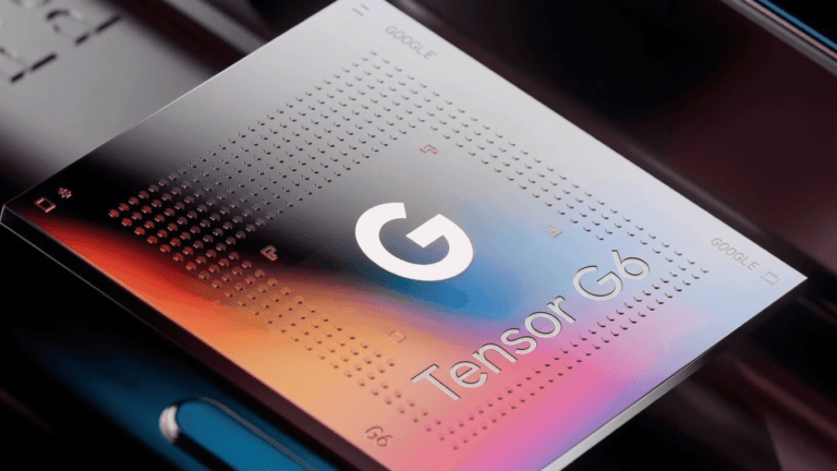 Google Tensor G6 with 7-Core CPU Appears on Geekbench A close-up photograph of a Google Tensor G6 processor chip with a striking red, orange, blue, and purple gradient and iconic 'G' logo.