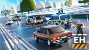 Emergency Hamburg Codes March 2026 – Free Cash and Rewards Roblox Emergency Hamburg gameplay showing a police checkpoint on a highway with several police vehicles, officers directing traffic, and cars being stopped for inspection.
