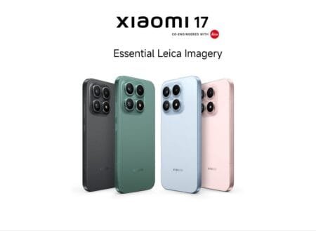 Xiaomi 17 Arrives in Philippines with a Starting Price of PHP 53,999 A promotional graphic for the Xiaomi 17, featuring the tagline "Essential Leica Imagery". The image displays the smartphone in four different colors: black, green, light blue, and pink. Each device is shown from the back, showcasing the Leica-branded square camera array and a sleek, matte finish.