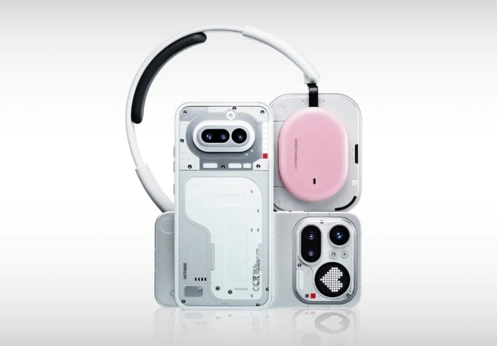 Nothing Phone (4a) and Phone (4a) Pro Arrive in the Philippines Nothing Phone 4a series showcasing transparent design, iconic Glyph Interface, and matching earphones in white and pink colorways.