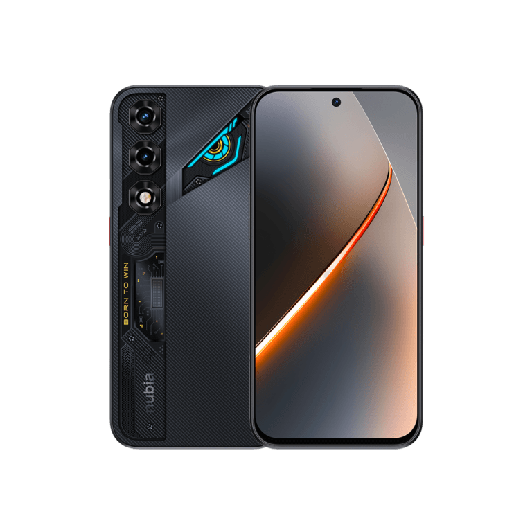 Nubia Neo 5 gaming smartphone with carbon fiber texture back, vertical camera module and futuristic RGB lighting design
