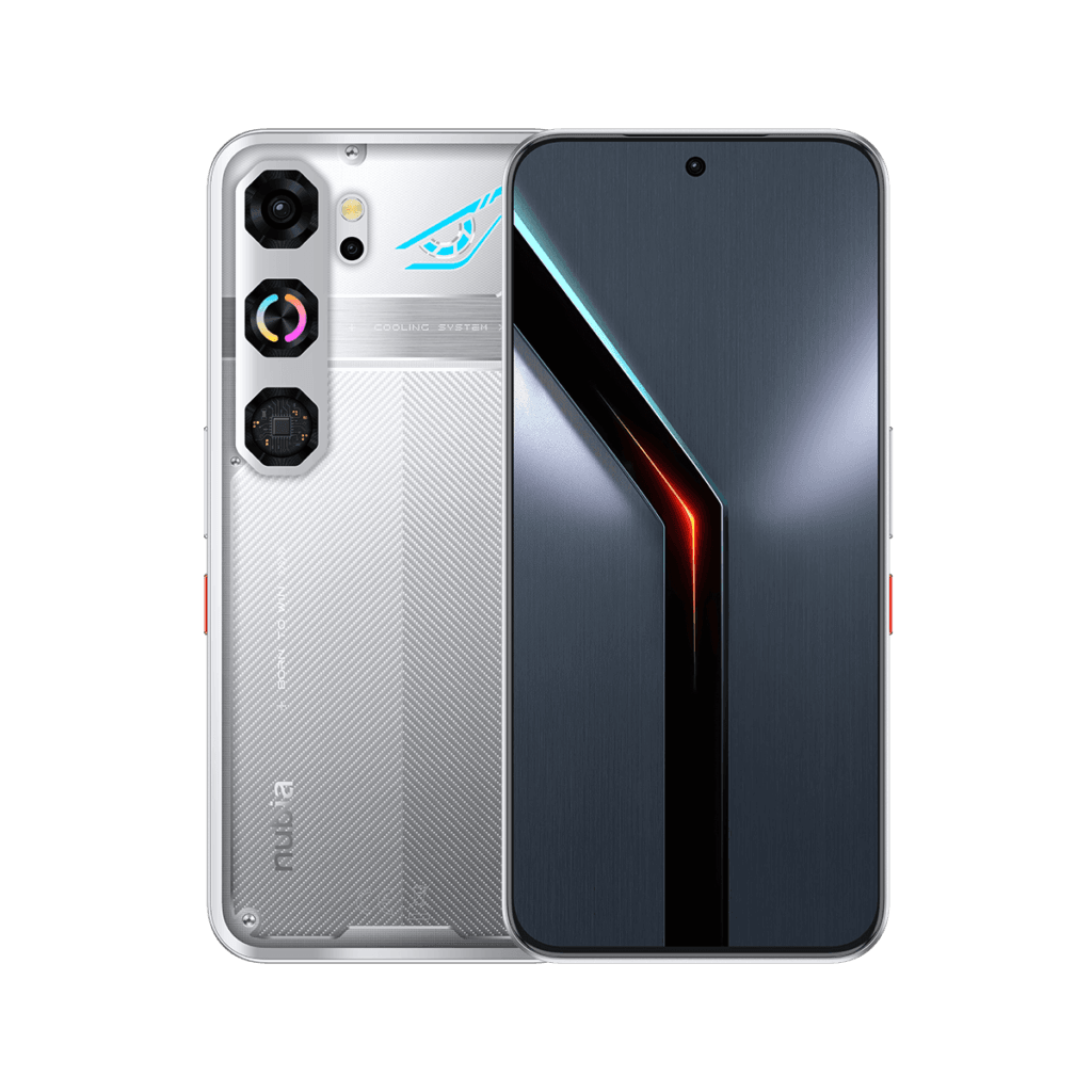 Nubia Neo 5 GT gaming phone showcasing futuristic transparent design with RGB lighting, textured back panel and sleek curved display
