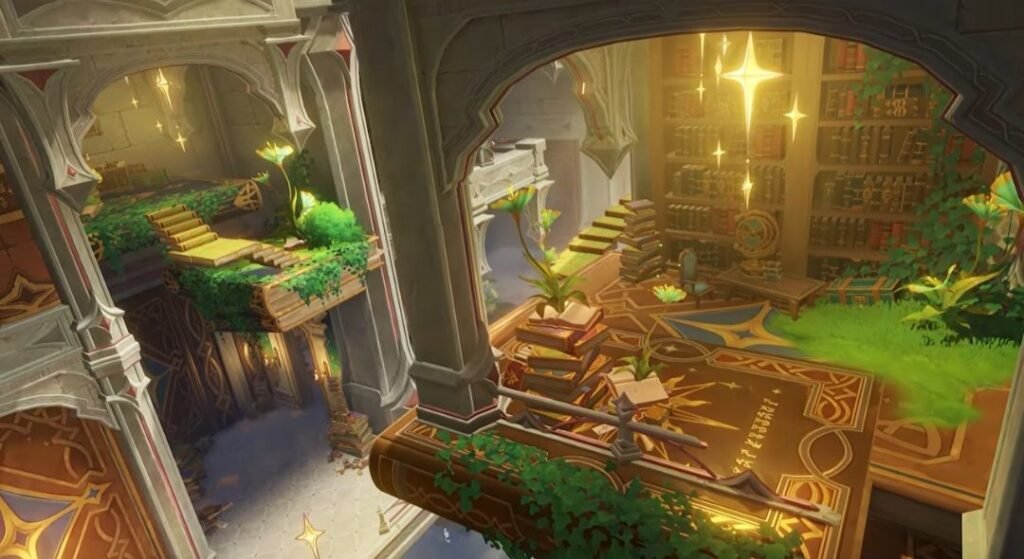 Genshin Impact Version 6.5 Update Set for April 8; Livestream Codes Offer Free Primogems 2 Genshin Impact Nod-Krai grand library interior with towering bookshelves and magical lighting