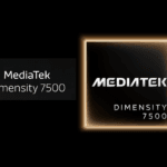 MediaTek Dimensity 7500 chipset official logo and branding, sleek dark design with glowing border, text display on black background