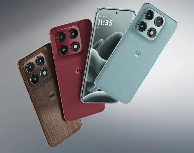 Motorola Edge 70 Pro+ Launching Soon in India with Dimensity 8500 Extreme Motorola Edge 70 Pro+ official render image, showing three color variants: Chicory Coffee wood finish, Zinfandel red, Stormy Sea green, front and back views with quad-camera module