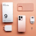 Oppo Find X9s pink variant with retail box, charger, cable, case and accessories