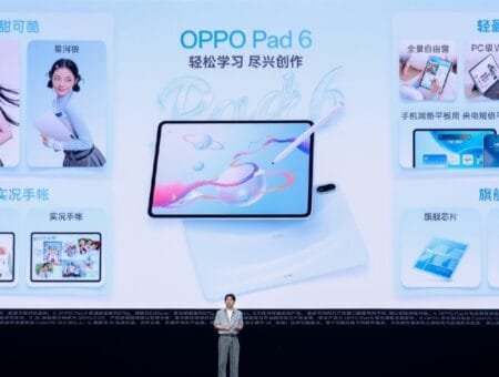 Oppo Pad 6 Launched in China; Price Starts at CNY 3,499 Oppo Pad 6 official launch event showcase, highlighting the tablet’s slim design, large display, stylus support, and key features