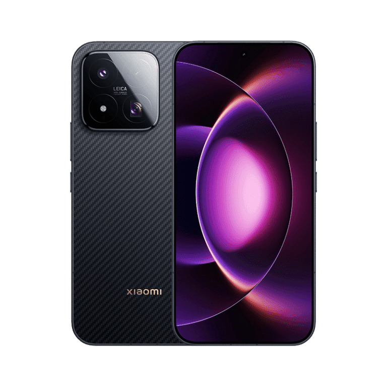 Xiaomi 17 Max black carbon fiber edition, front and back view with Leica camera system