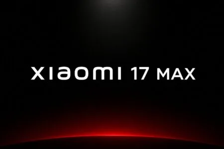 Text "Xiaomi 17 MAX" in bold white font on black background, with subtle red glow at bottom edge, official teaser graphic.