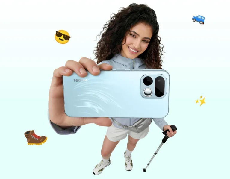 realme 16T 5G light blue color variant, stylish back design