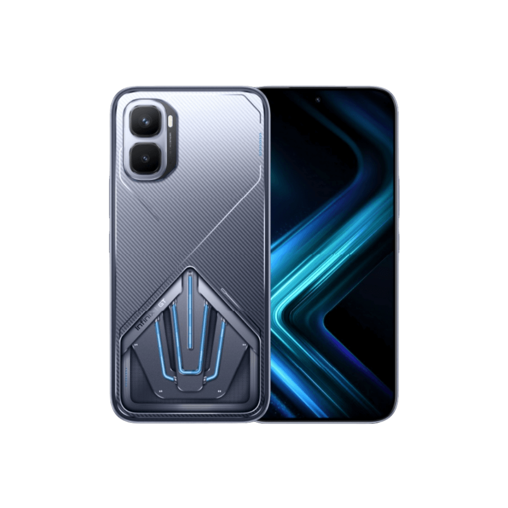 Infinix GT 50 Pro 1 Infinix GT 50 Pro gaming smartphone, front and back view, futuristic design with RGB lighting and dual camera module