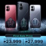 Infinix GT 50 Pro Launched in Philippines with a Suggested Retail Price of ₱25,999 1 Alt text: Infinix GT 50 Pro shown in red, black, and silver finishes; displays first‑sale pricing: ₱23,999 for 12GB+256GB and ₱27,999 for 12GB+512GB, down from SRP ₱25,999 and ₱29,999.