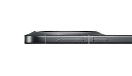 Vivo X500e leaked design showing side profile with volume and power buttons, smooth frame, and raised camera module