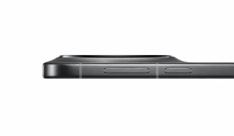 Vivo X500e leaked design showing side profile with volume and power buttons, smooth frame, and raised camera module